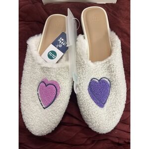 Roller Rabbit Disco Hearts Wave Fuzzy House Slippers Sz‎ XL 11/12 Wedding